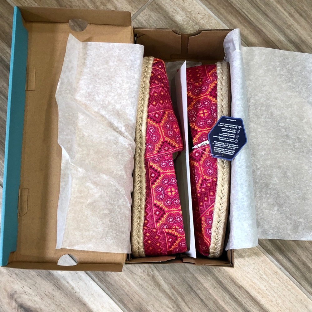 TOMS Pink Multi Floral Woven Espradille Alpargatas - Picture 11 of 12